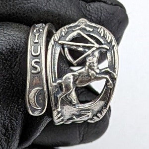 Melusine Solid 925 Sterling Silver Sagittarius Zodiac Birthday Adjustable Spoon Ring