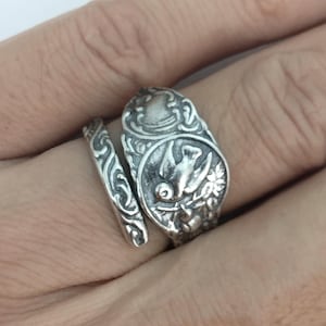 Solid 925 Sterling Silver Birds Nest Adjustable Spoon Ring