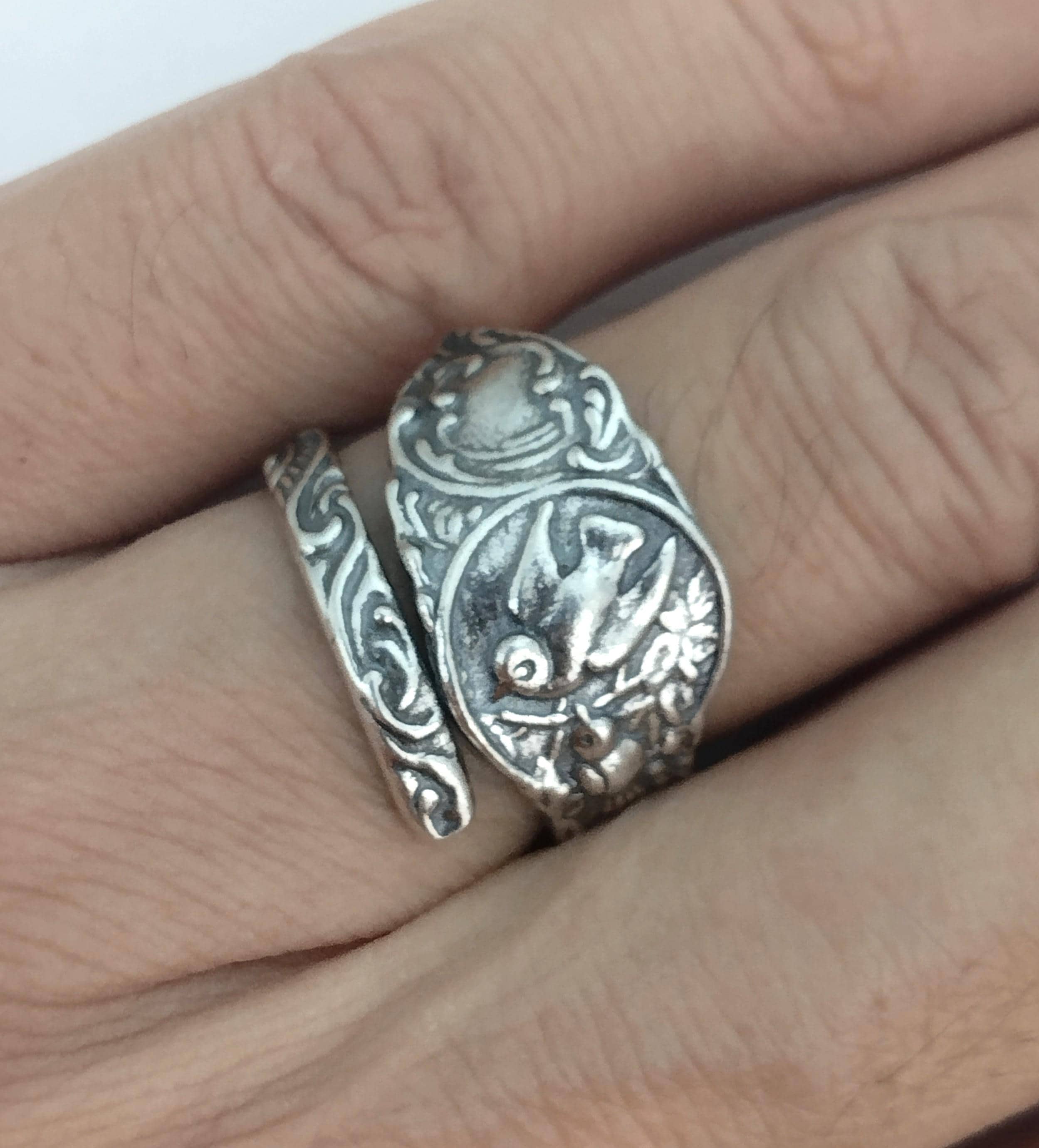 Solid 925 Sterling Silver Birds Nest Adjustable Spoon Ring - Etsy
