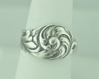 Dainty Solid 925 Sterling Silver Flower Floral Adjustable Spoon Ring