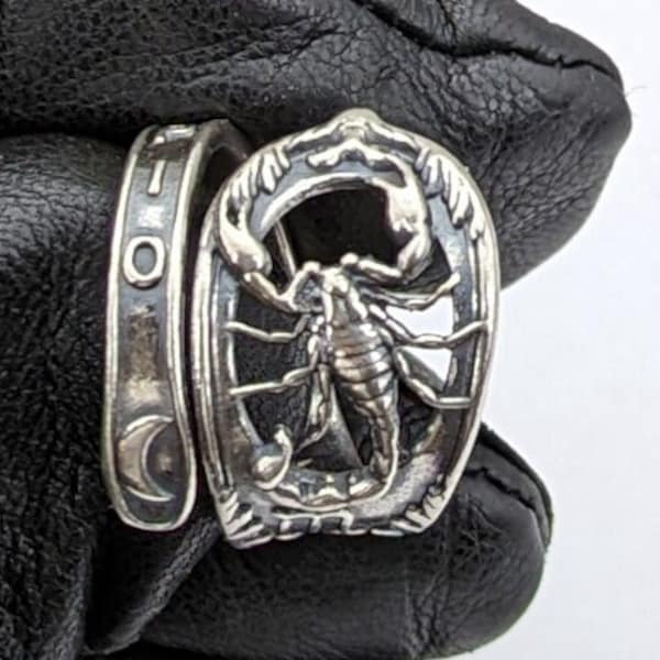 Melusine Massiv 925 Sterling Silber Skorpion Sternzeichen Geburtstag Verstellbarer Löffel Ring