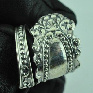 Solid 925 Sterling Silver Mirror Flower Floral Adjustable Spoon Ring