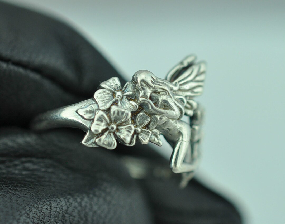 Artlinea, Anello In Argento 925, Gioiello In Argento Rodiato A Forma Di Fiore, Smalto A Cattedrale Eseguito A Mano, Colore Blu E Azzurro, Misura 5, Made In Italy