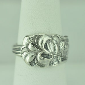 Solid 925 Sterling Silver Flower Nymph Adjustable Spoon Ring