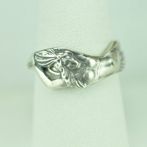 Dainty Solid 925 Sterling Silver Native Girl Adjustable Spoon Ring