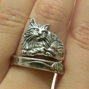 Melusine Solid 925 Sterling Silver Cat and Mouse Size Adjustable Bypass Ring Style