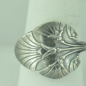 Solid 925 Sterling Silver Egypt Papyrus Flower Adjustable Spoon Ring
