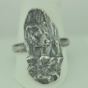 Massiver 925 Sterling Silber American Pattern Bär Ring