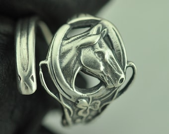スターリングシルバーの馬の指輪、動物のジュエリー、乗馬ギフト