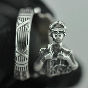 Solid 925 Sterling Silver Justitia Goddess Of Justice Sword Balance Ring