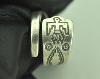 Dainty solid 925 Sterling Silver US Thunder Bird Arrow Spoon ring