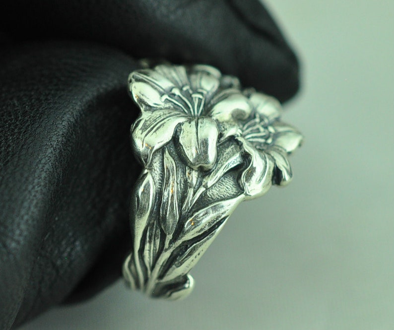 Solid 925 Sterling Silver 3D Lily Flower Floral Adjustable - Etsy