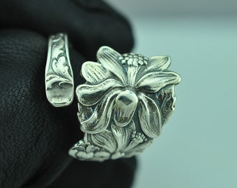 Solid 925 Sterling Silver 3D Lily Flower Floral Adjustable - Etsy