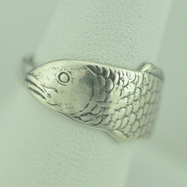 Dainty Solid 925 Sterling Silver Small Fish Adjustable Spoon Ring