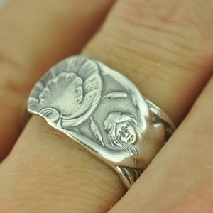 Zierlicher massiver 925 Sterling Silber Twin-Tailed Mermaid Melusine Einstellbarer Löffel Ring