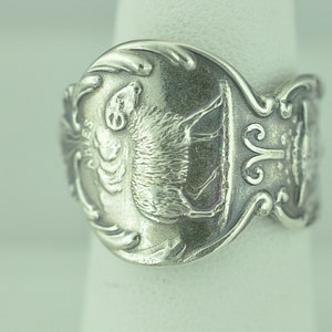 Solid 925 Sterling Silver Aries Zodiac March Angel Birthday Adjustable Spoon Ring