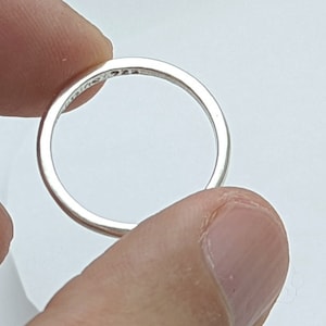 Dainty Melusine Solid 925 Sterling Silver Narrow Band Stacking Or Wedding Ring