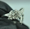 Dainty Solid 925 Sterling Silver Nude Flower Fairy Wings Ring