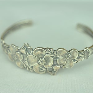 6'' Solid 925 Sterling Silver Big Flower Cuff Bracelet