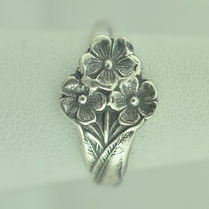 Dainty Solid 925 Sterling Silver Forget-Me-Not Flower Adjustable Spoon Ring