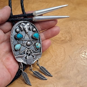 Solid 925 Sterlin Turquoise  Pendant Bolo Tie