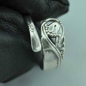 Dainty Solid 925 Sterling Silver Flower Floral Adjustable Spoon Ring