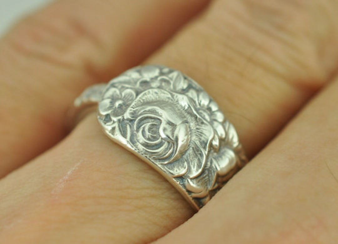 Dainty Solid 925 Sterling Silver Rose Flower Floral Adjustable