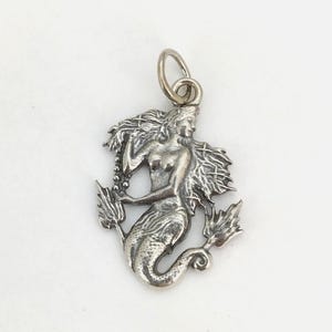 Melusine Solid 925 Sterling Silver Virgo Mermaid Zodiac Birthday Gift Pendant Charm