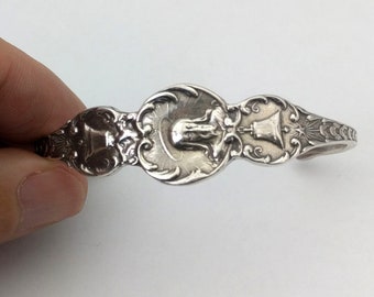 5 3/4''Solid 925 Sterling Silver Jesus Cuff Bracelet