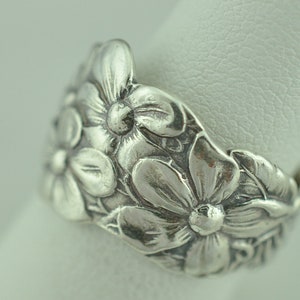 Dainty Solid 925 Sterling Silver Flower Floral Adjustable Spoon Ring