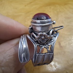 Solid 925 Silver Handmade Ruby Heavy Poison Ring