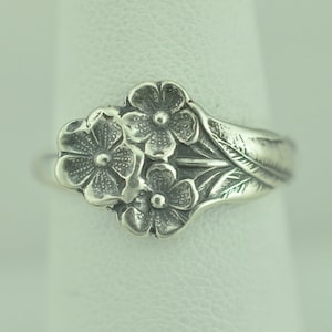 Dainty Solid 925 Sterling Silver Forget-Me-Not Flower Adjustable Spoon Ring