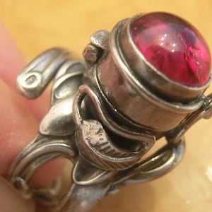 925Solid  Silver Handmade Ruby Heavy Poison Ring