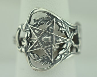 Massiver Ring aus 925er Sterlingsilber OES des Oststerns Masonic Ring mit verstellbarem Löffel