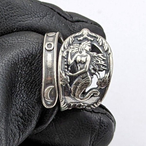Melusine Solid 925 Sterling Silver Virgo Zodiac Birthday Adjustable Spoon Style Ring