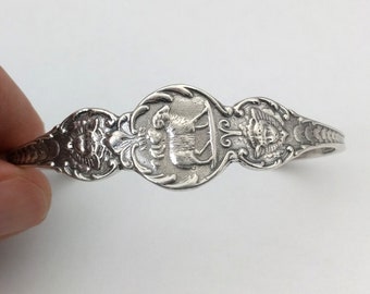 Pulsera de plata de ley maciza 925 de 5 3/4'' con el símbolo del ángel del zodiaco Aries y su cumpleaños