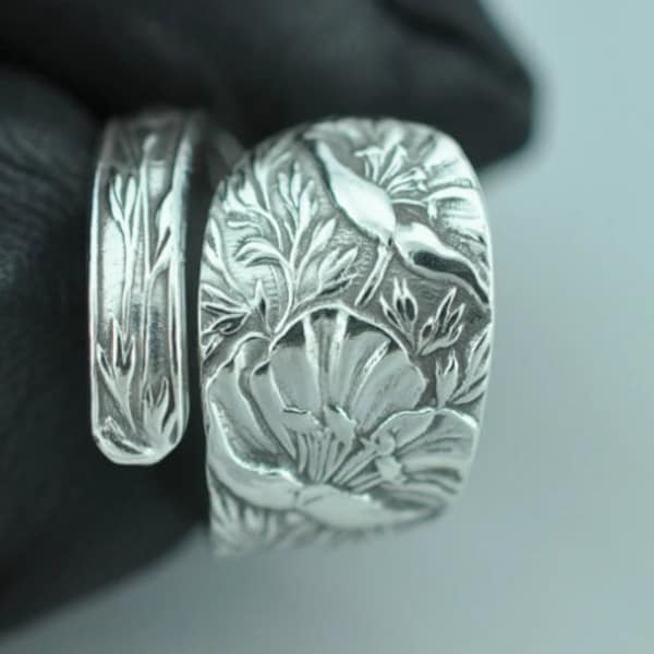 Sterling Silver Poppy Spoon Ring - Etsy