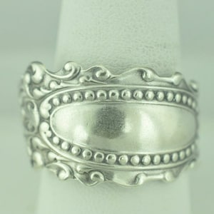Solid 925 Sterling Silver Mirror Flower Floral Adjustable Spoon Ring