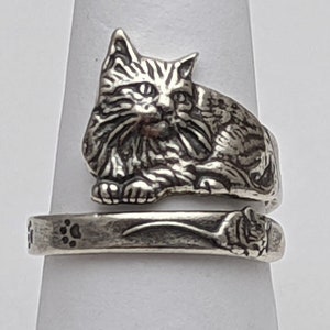 Melusine Solid 925 Sterling Silver Cat and Mouse Size Adjustable Bypass Ring