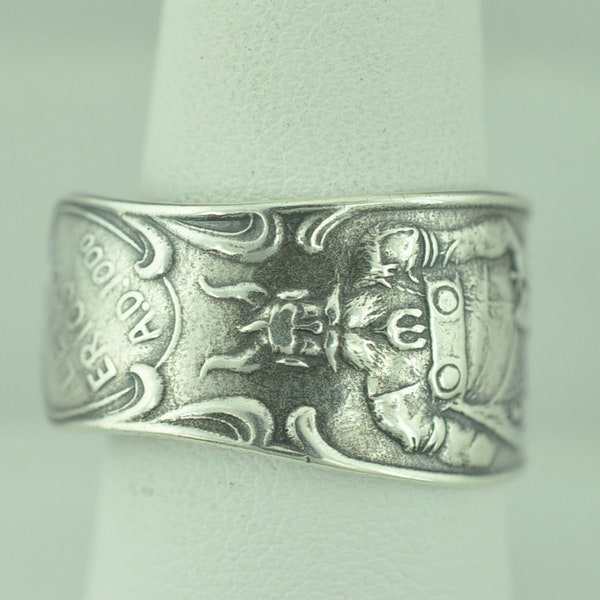 Solid 925 Sterling Silver Viking Warrior Adjustable Spoon Ring