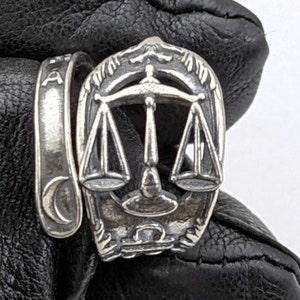 Melusine Solid 925 Sterling Silver Libra Zodiac Birthday Adjustable Spoon Ring Style