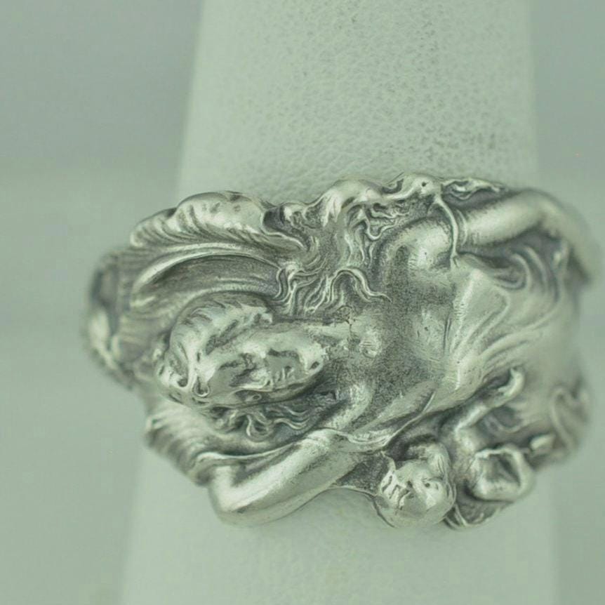 Solid 925 Sterling Silver Goddess Venus Floral Adjustable Spoon