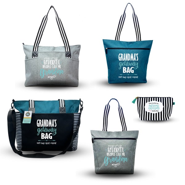 Brooke and Jess Designs Grandma Getaway Bag and Gifts Zippered Tote Bag for Women