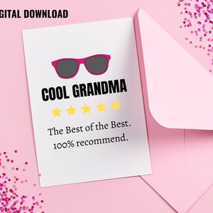 Lustige coole Oma Bewertung 100% empfehlen Digital Download Printable 15 x 7 " BONUS Karte für Oma Geburtstag Just Because, Feiern