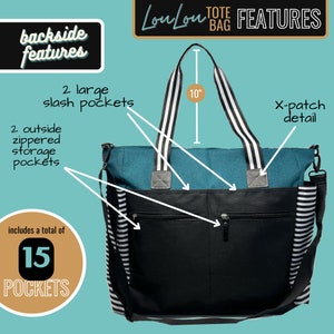 Custom-designed personalized Brooke & Jess Designs Functional and Durable LouLou and Tessa Tote Work Bags with zipper laptop compartment image 8