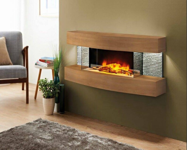Evolution Fires Miami Curve 48 American Oak Wall Hung Image 0