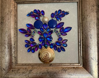 One of a kind framed vintage style jewelry art