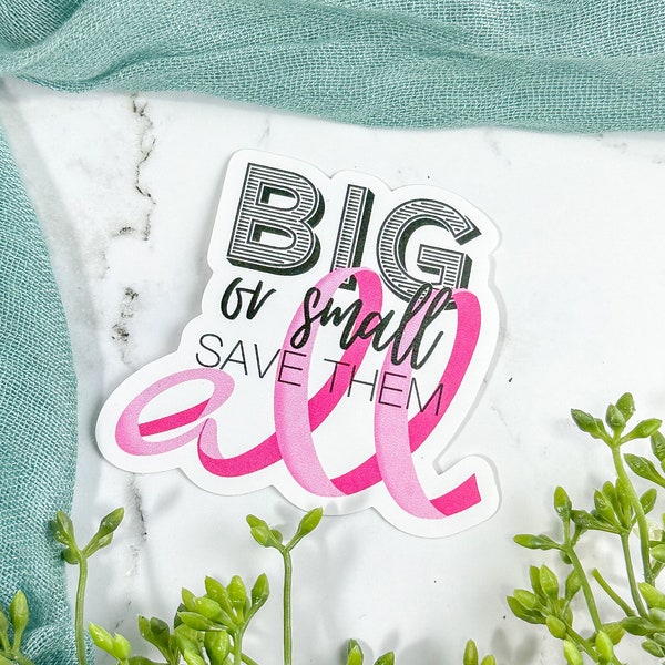 Big or Small, Save them all | Breast Cancer Awareness Sticker | Breast Cancer Survivor | Pink Ribbon | Survivor Gift