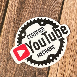 Certified YouTube Mechanic Sticker |  Waterproof Vinyl Sticker | Bike Sticker | Car Mechanic Sticker | Dad Joke | Scratch Resistant