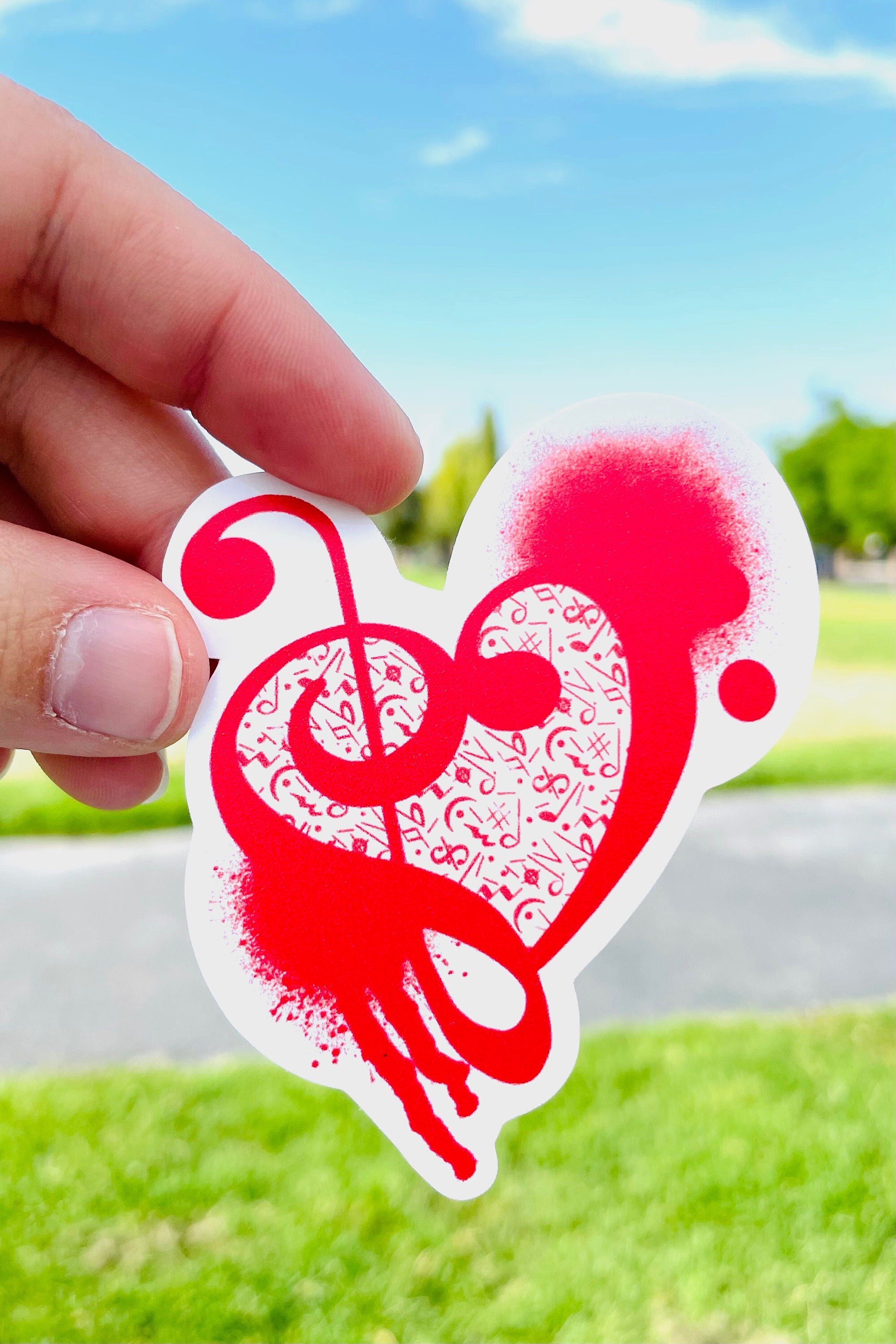Treble Clef, Bass Clef Heart Vinyl Sticker - Good for Music Classroom ...